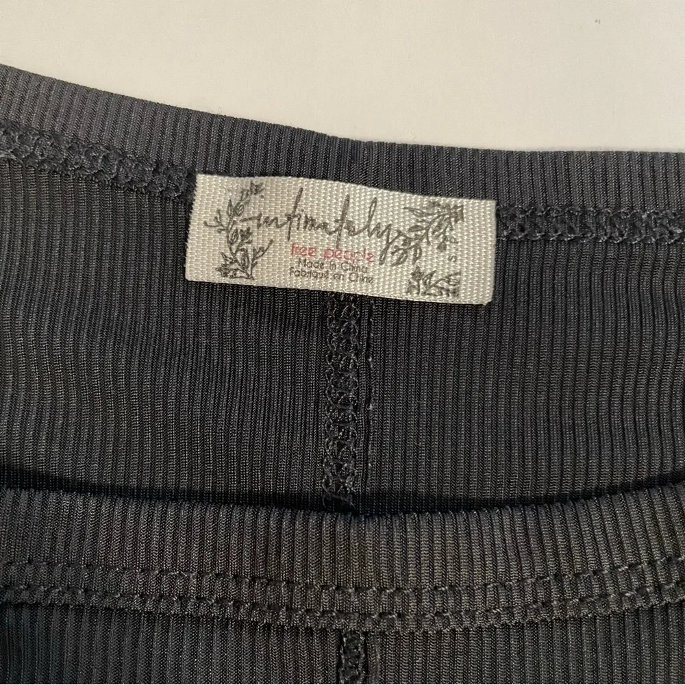 Free People Intimately Black Ribbed Thong Back Bodysuit Front Detail Size Small